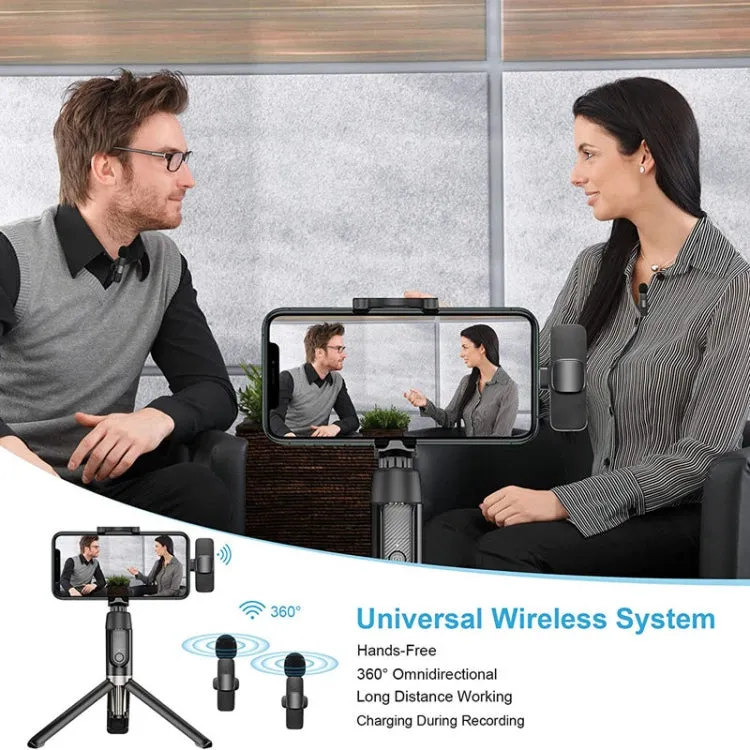 K9 Wireless Clip-on Auto Noise Cancelling Live Mini Microphone for 8-Pin Device 2 in 1