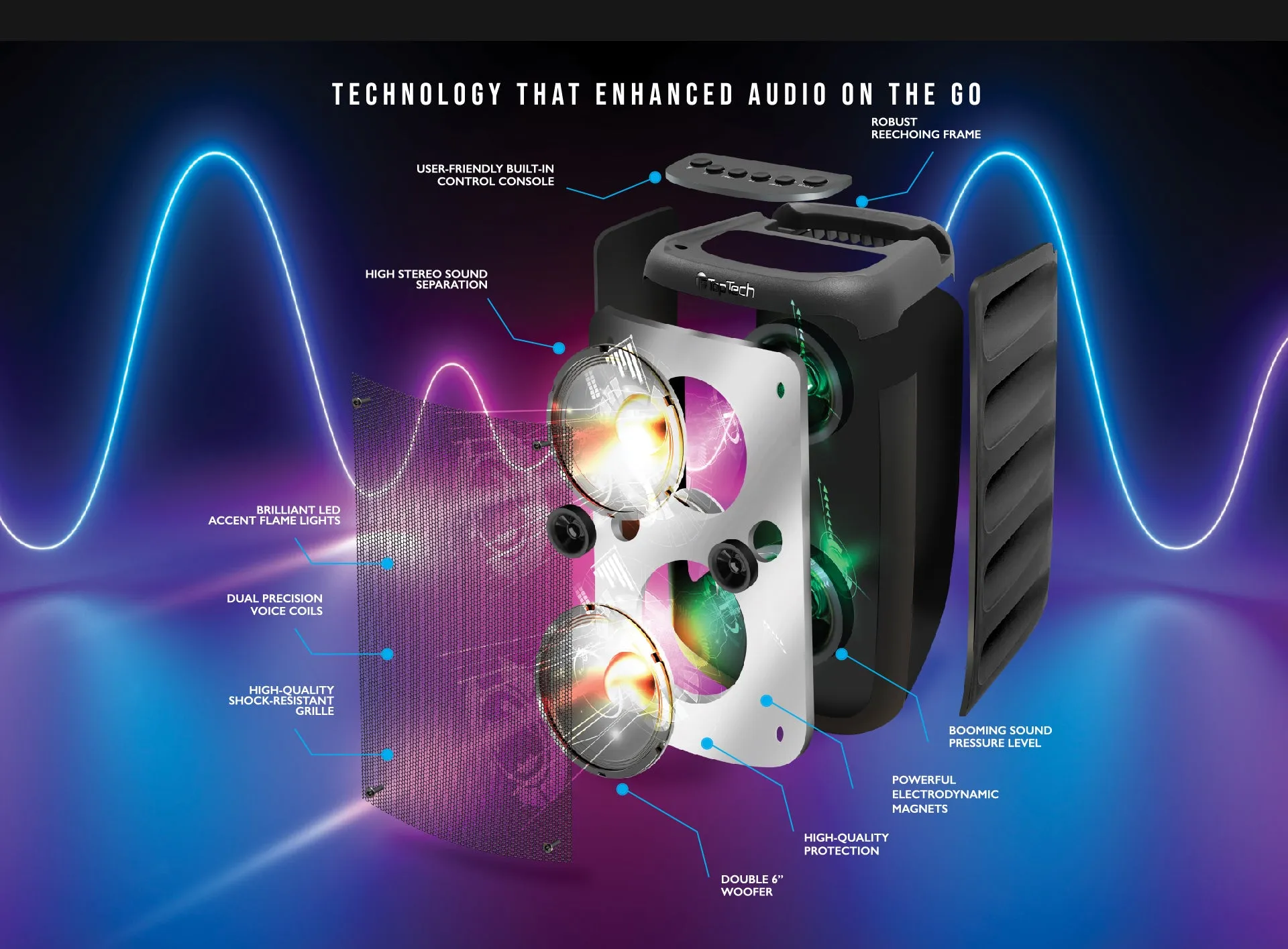 KL-66 Chroma Flicker Bluetooth Speaker, 4000W Power, Disco Lights, Karaoke Mode