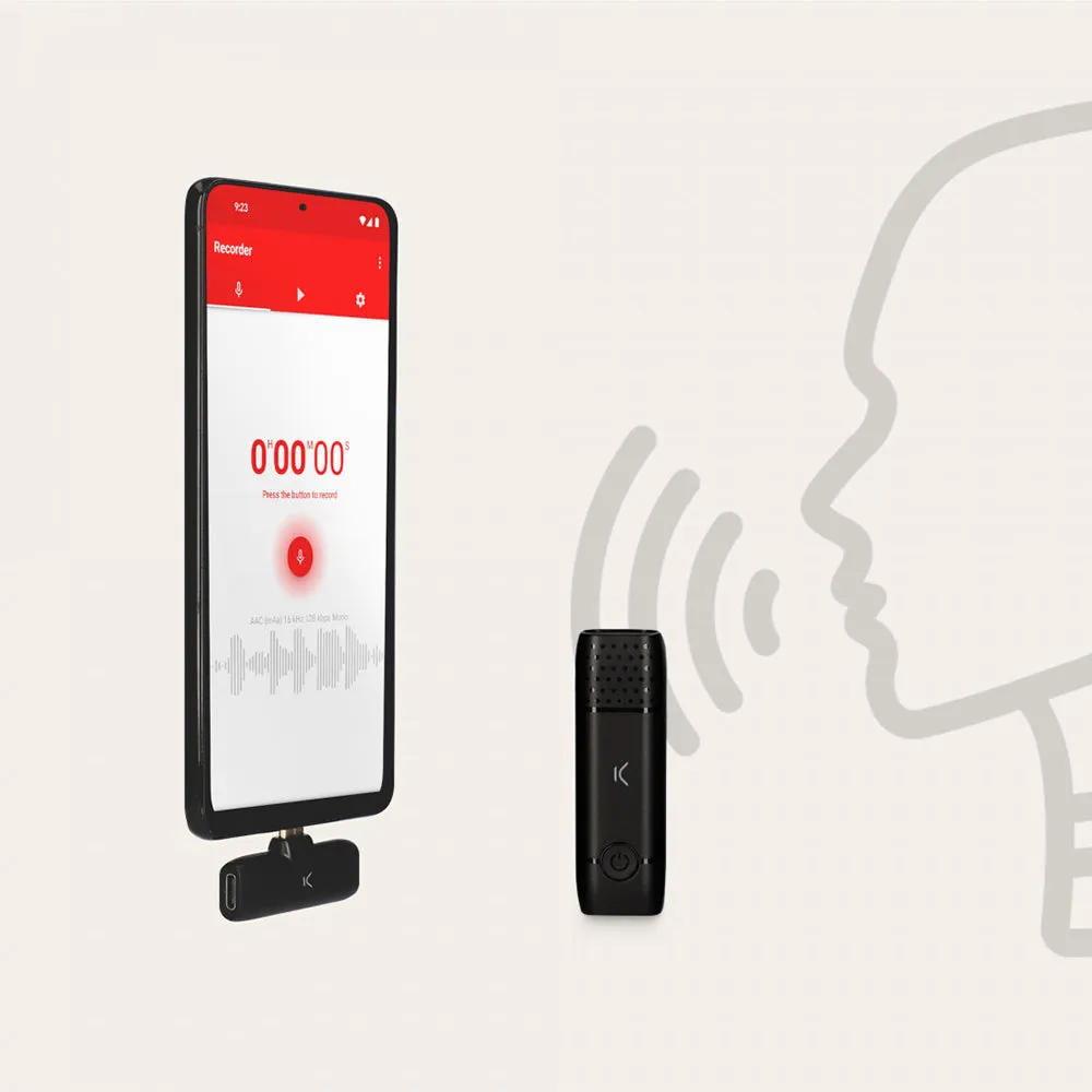Ksix Type C Wireless Microphone for Smartphones - Black | 121918