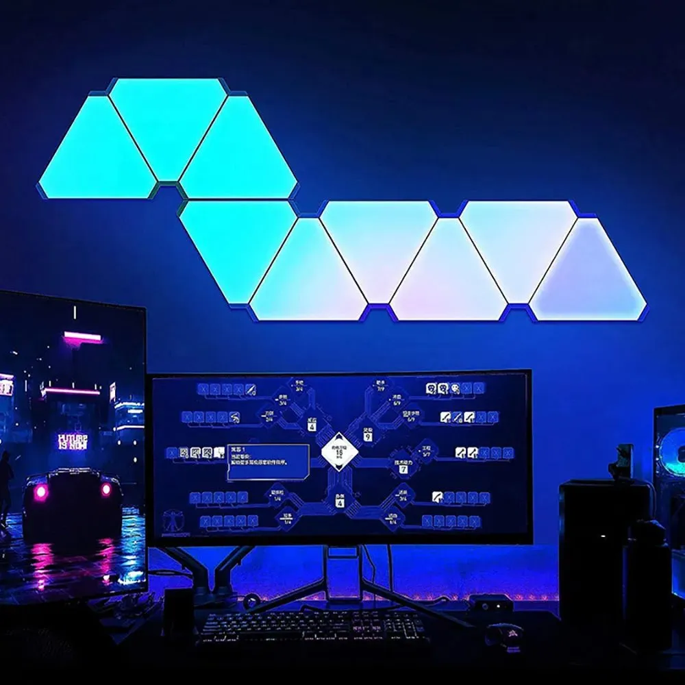 LED Triangular Quantum Lamp - Triangle Wall Light for Living Room, Game, Party Decor