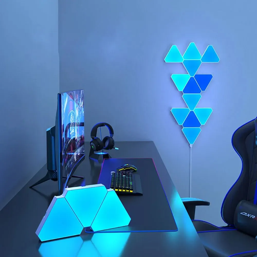LED Triangular Quantum Lamp - Triangle Wall Light for Living Room, Game, Party Decor