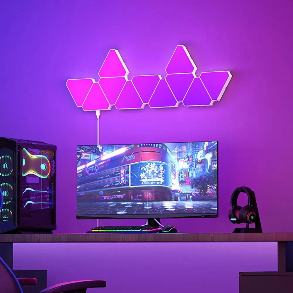 LED Triangular Quantum Lamp - Triangle Wall Light for Living Room, Game, Party Decor