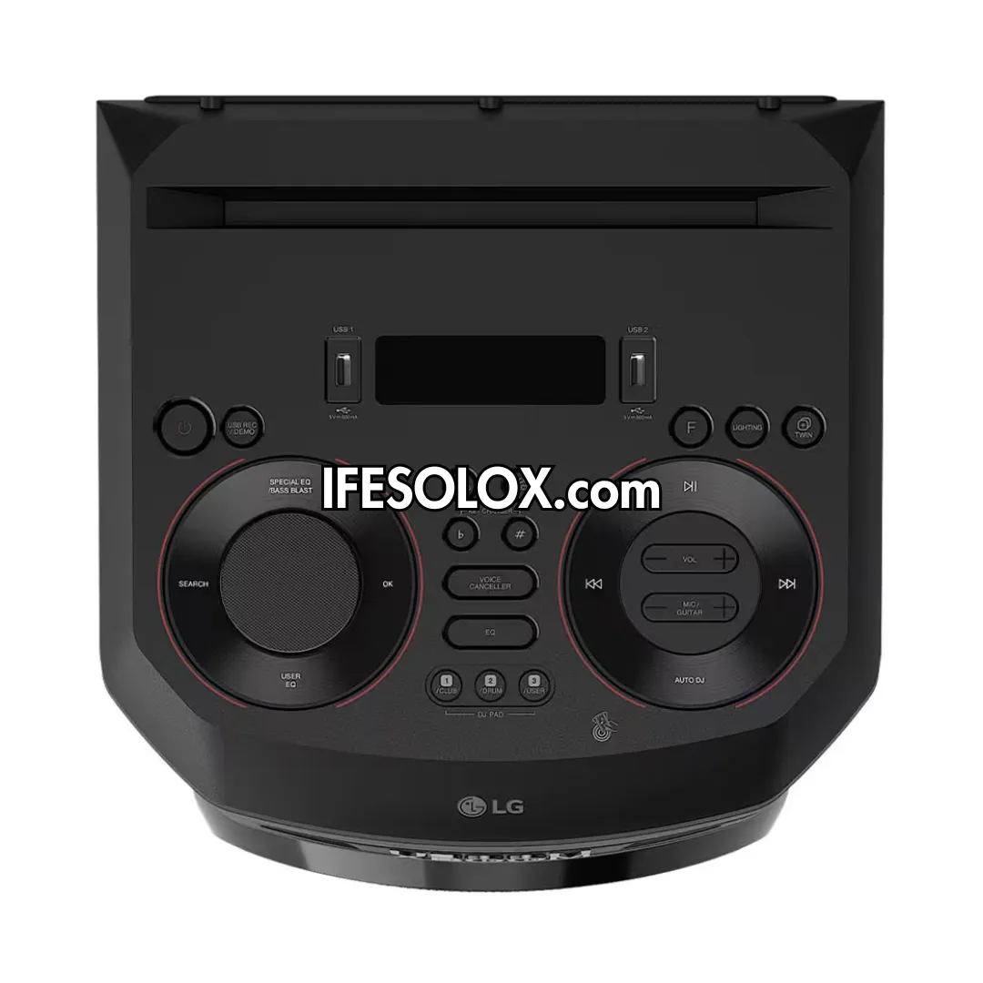 LG XBOOM RNC5 Super Bass Blast Bluetooth HiFi PA System   Karaoke Mic & Guitar Input, DJ App - Brand New