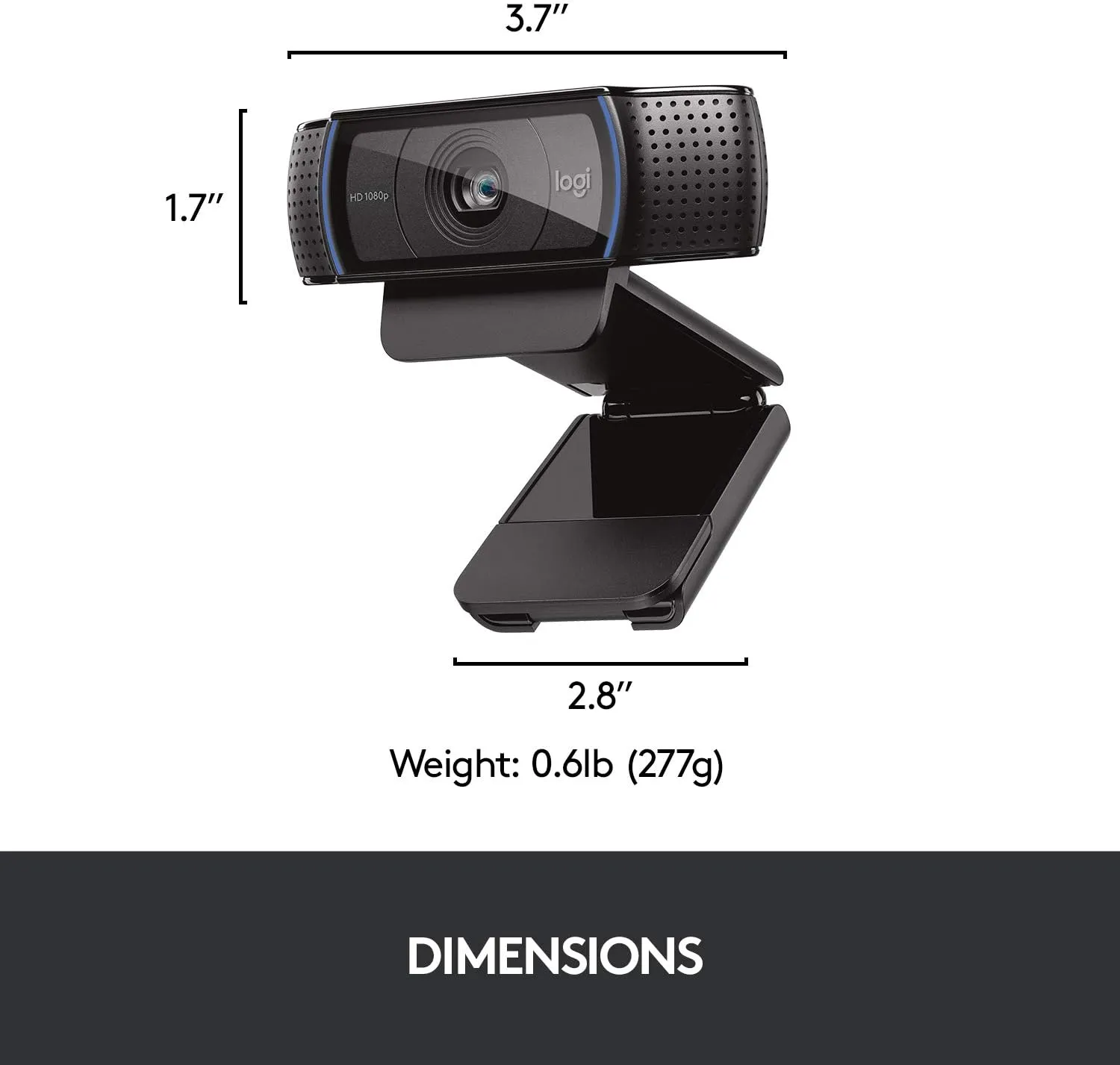 Logitech C920 HD Pro Webcam - Full HD 1080p Streaming & Video Calling, Stereo Audio, Light Correction, Compatible with PC, Mac, Laptop & Tablet, Black