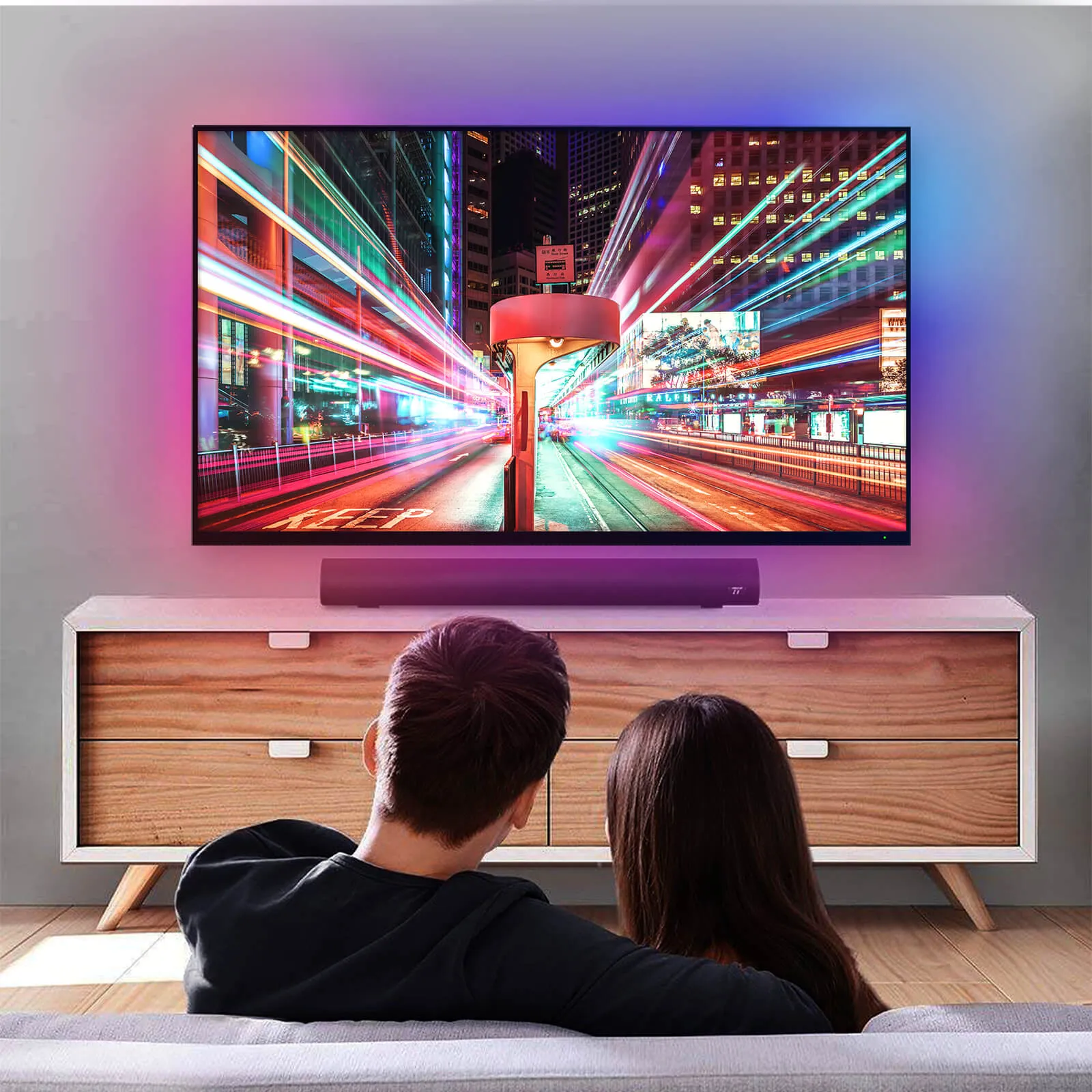 MOES Smart WiFi Ambient Lighting TV Backlight 4K HDMI 2.0 Sync Box LED Light Strip Music