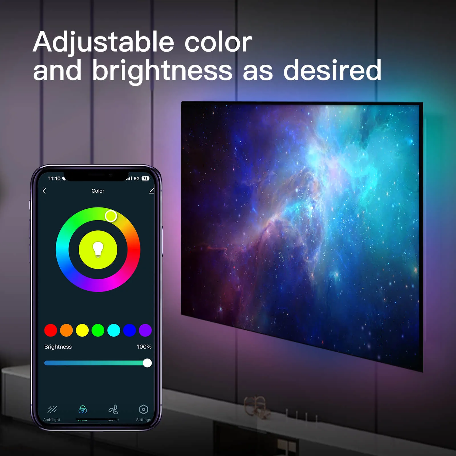 MOES Smart WiFi Ambient Lighting TV Backlight 4K HDMI 2.0 Sync Box LED Light Strip Music