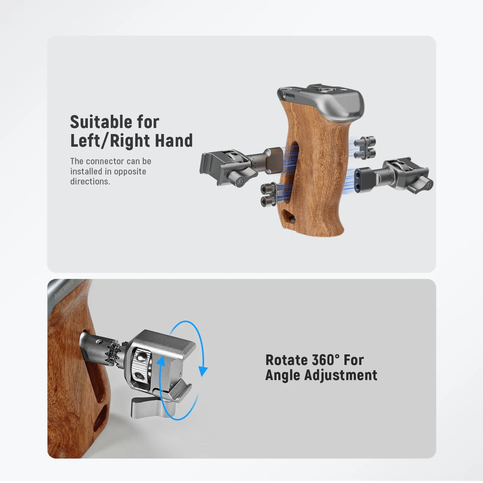 NEEWER CA100 Wooden Side Handle Grip with NATO Clamp