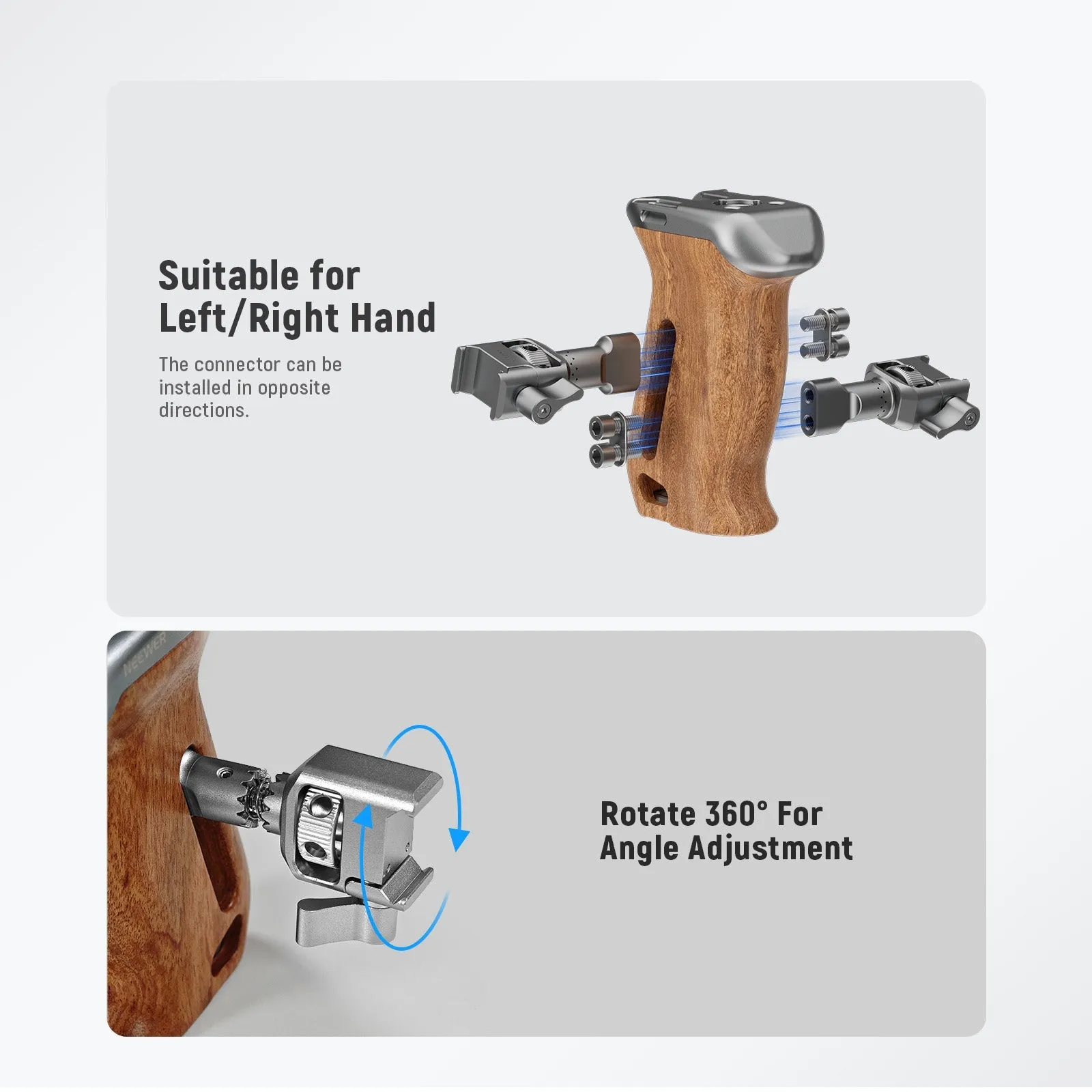 NEEWER CA100 Wooden Side Handle Grip with NATO Clamp