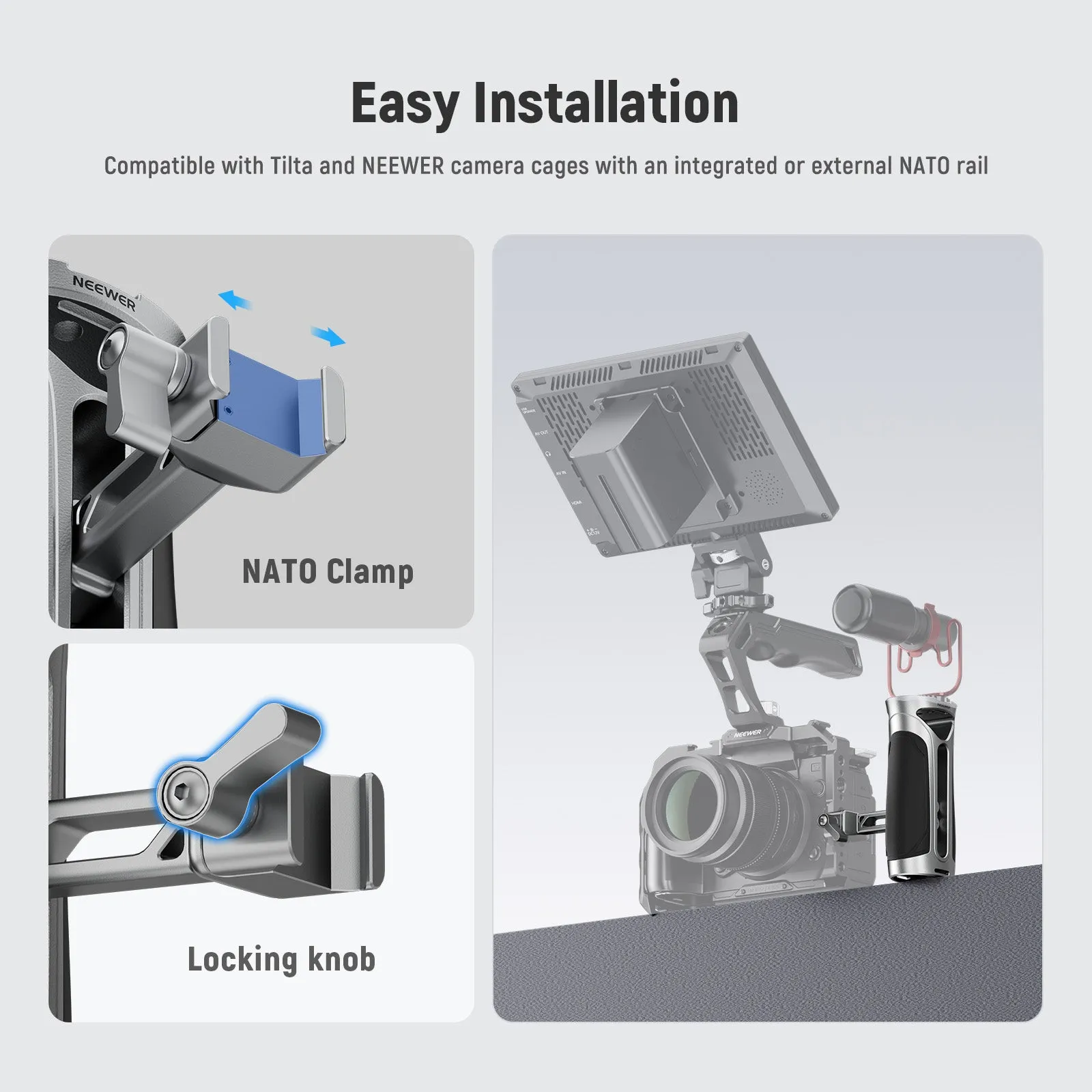 NEEWER CA125 Aluminum Alloy Side Handle with NATO Clamp
