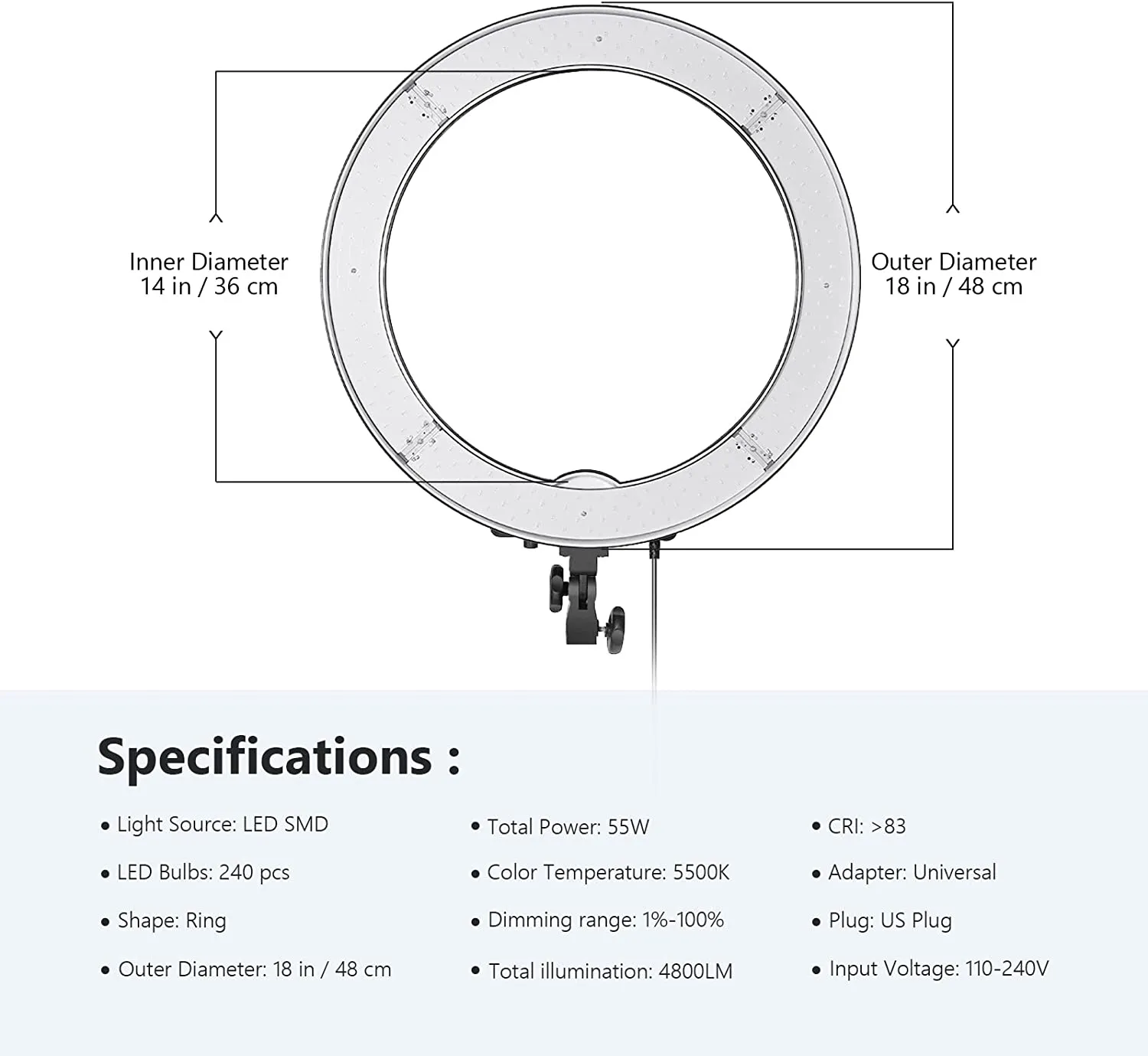 NEEWER RL-18 18-Inch Ring Light