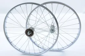 PAIR VINTAGE SIZE 20 x 1 3-8 WHEELS STEEL CHROME 70-80’s RALEIGH BSA TWENTY SHOP