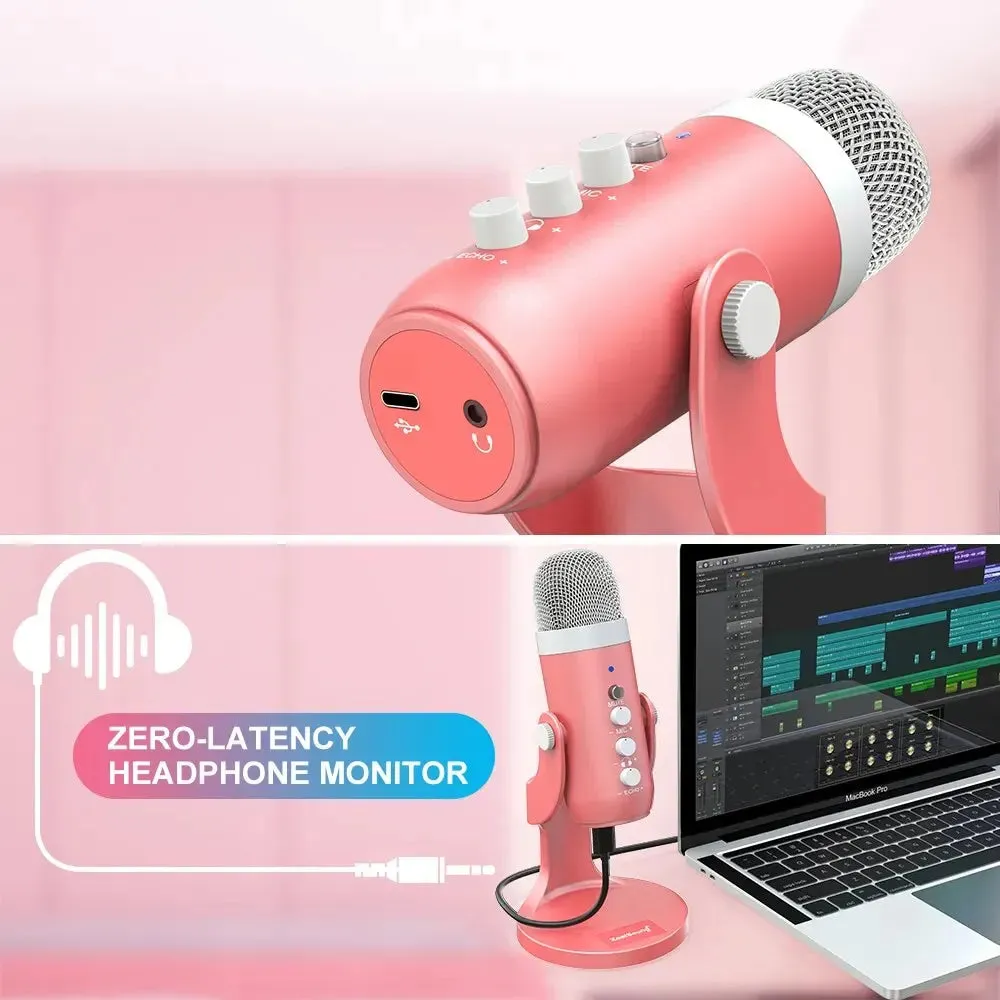 Pink USB Condenser Studio Microphone