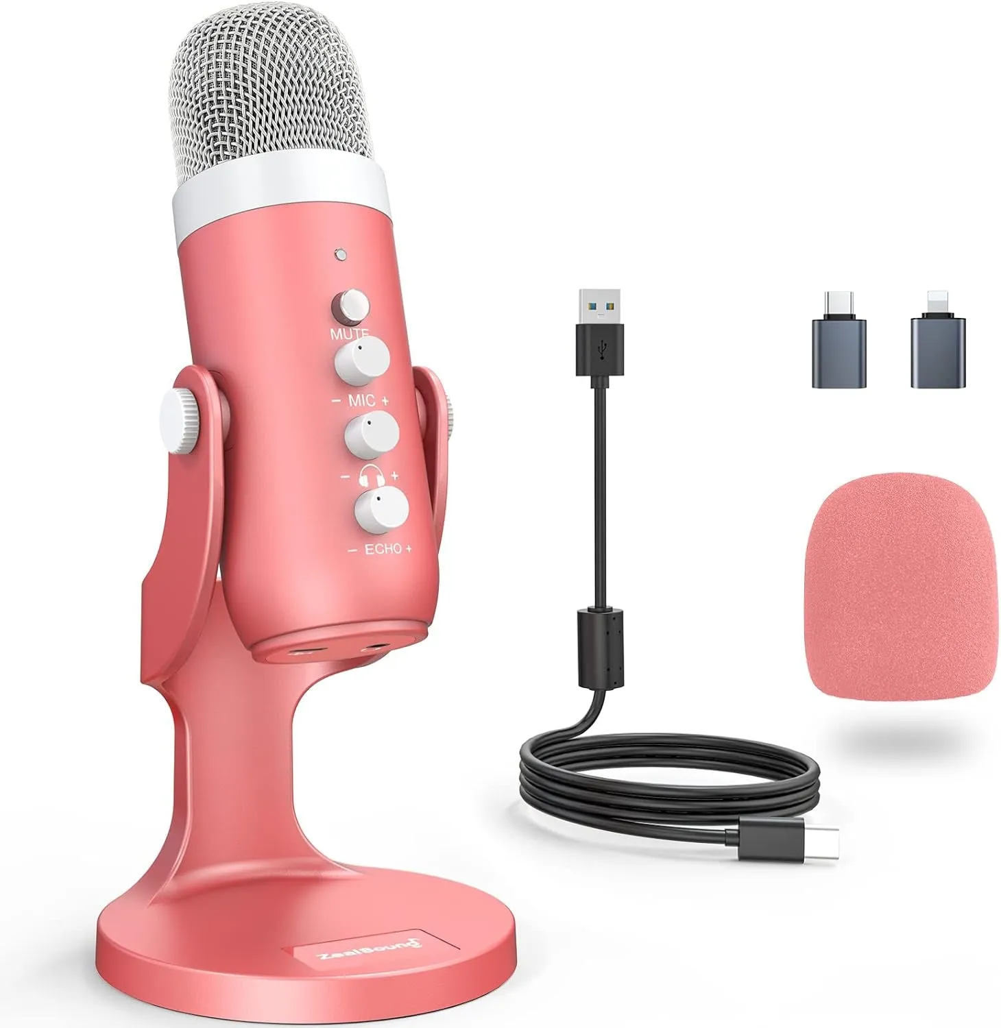 Pink USB Condenser Studio Microphone