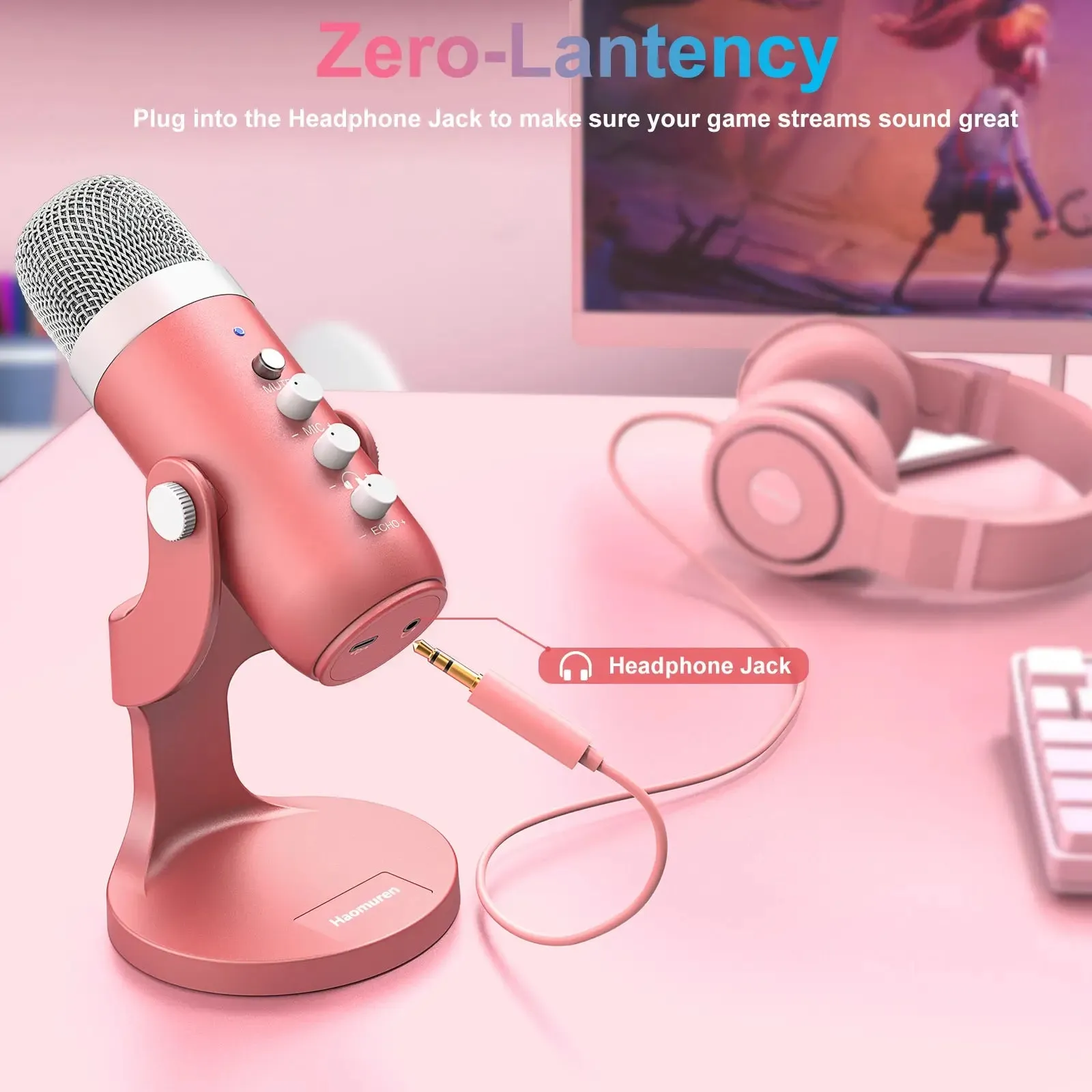 Pink USB Condenser Studio Microphone