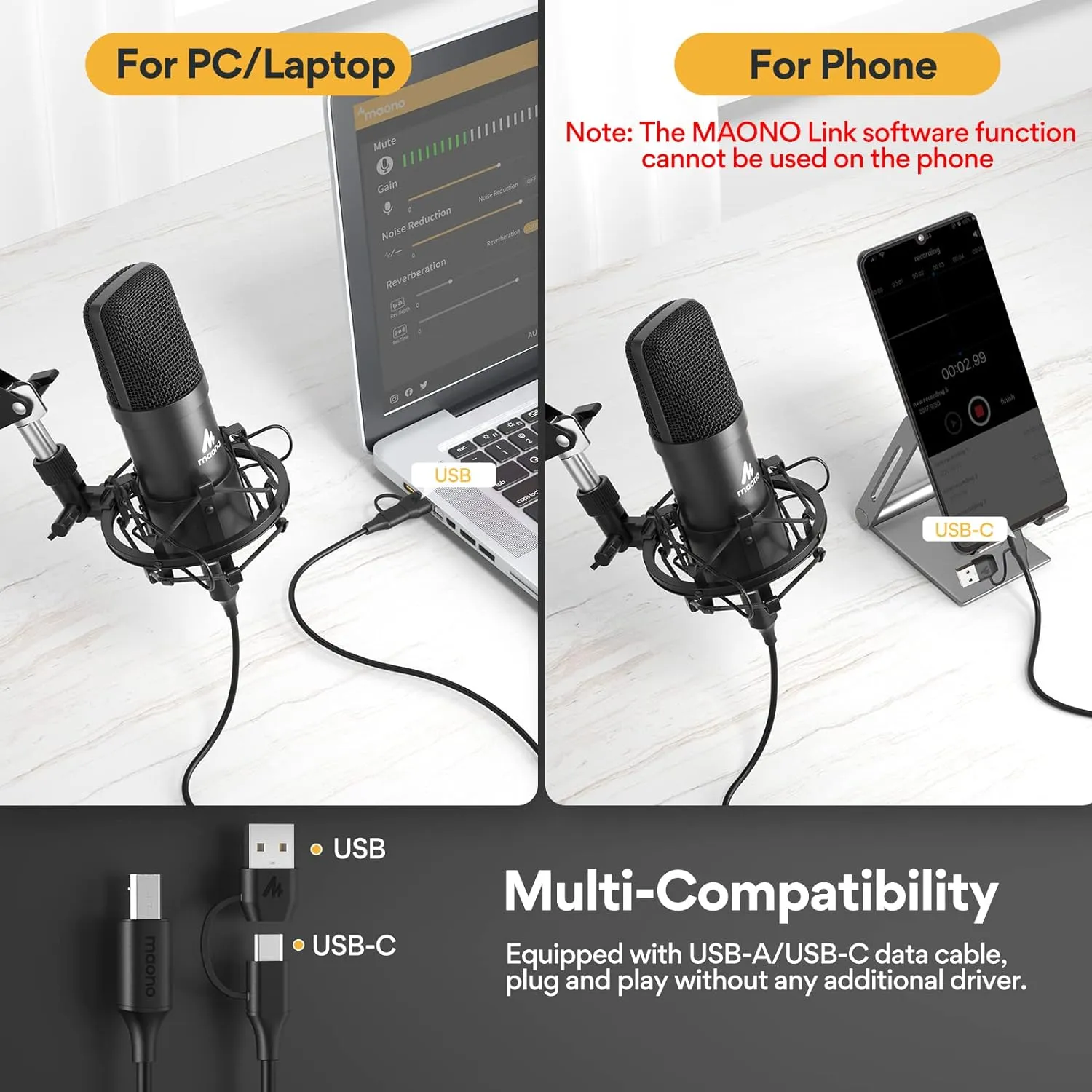 Podcast Microphone, USB Computer Mic for PC with Software, Boom Arm and Shock...