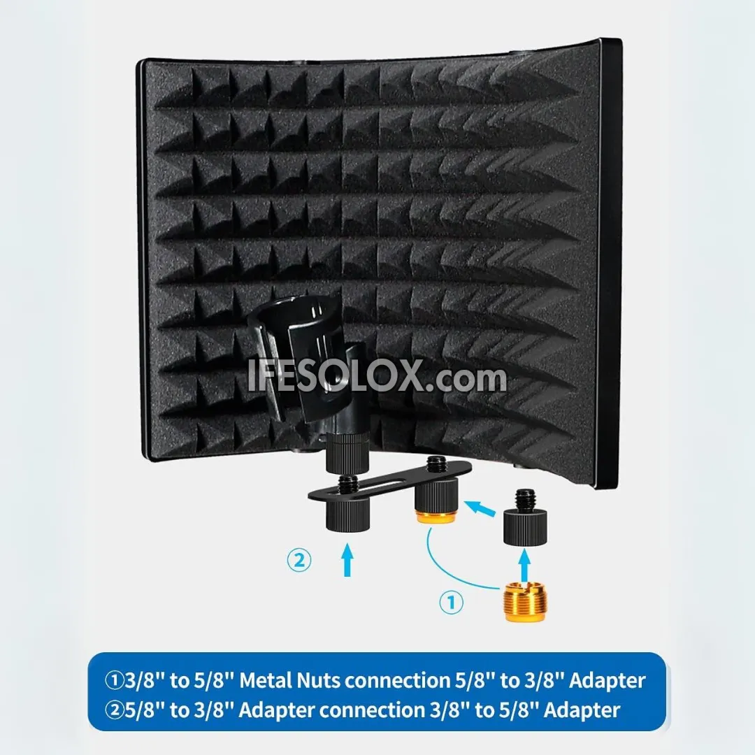 Professional 3-Panel Collapsible Microphone Isolation Shield for Podcast and Studio - Brand New