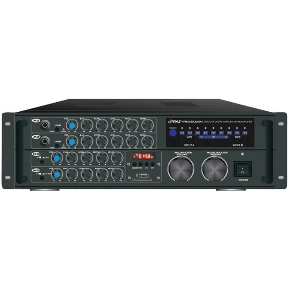 Pyle Pro PMXAKB2000 2,000-Watt Bluetooth Stereo Mixer Karaoke Amp