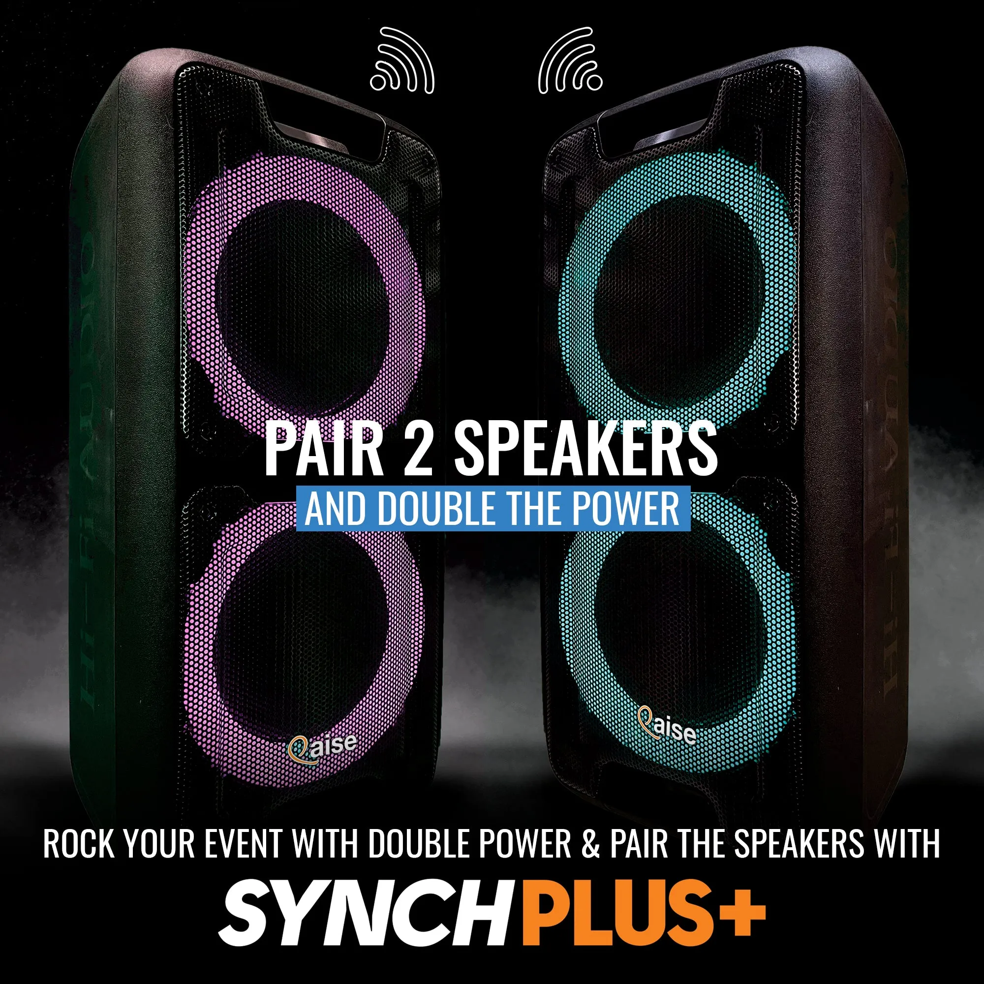 QAISE Bluetooth Speaker & Karaoke Machine - Portable PA System with Wireless Mic, Professional Dual 10” Subwoofer with Lights, 7h Play time, 5000 Watts Peak Power - SonicBoomer X-BASS