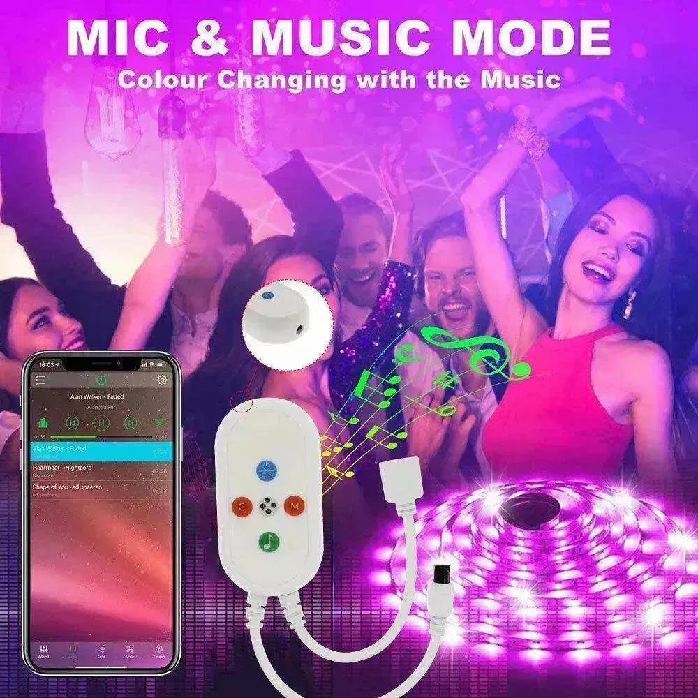 Remote  Color Changing  Led Strip Lights 5050 RGB Bluetooth Room Light