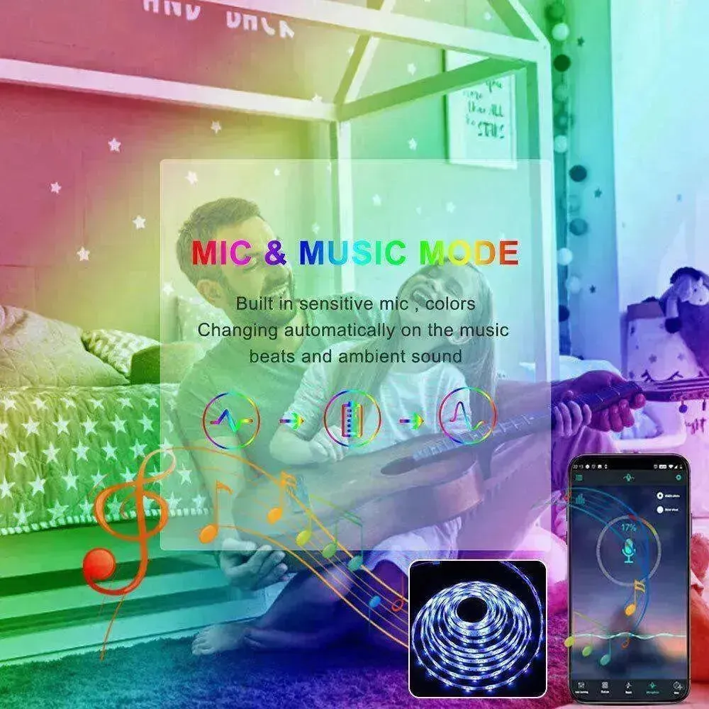 Remote  Color Changing  Led Strip Lights 5050 RGB Bluetooth Room Light