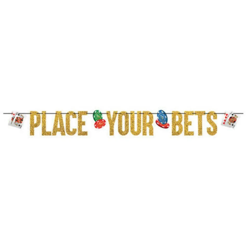 Roll The Dice Casino Ribbon Glittered Letter Banner Place Your Bets