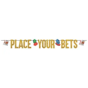 Roll The Dice Casino Ribbon Glittered Letter Banner Place Your Bets