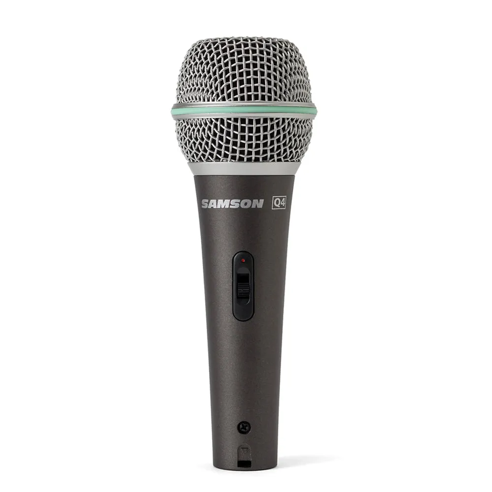 Samson Q4 Professional Dynamic Supercardioid Handheld Microphone with Mic Clip & 18' XLR Cable for Vocal and Instrument Recording, Studio, Live Performance, Karaoke, with 5Hz to 15kHz Frequency Response, Neodymium Mic Element, Steel Grill