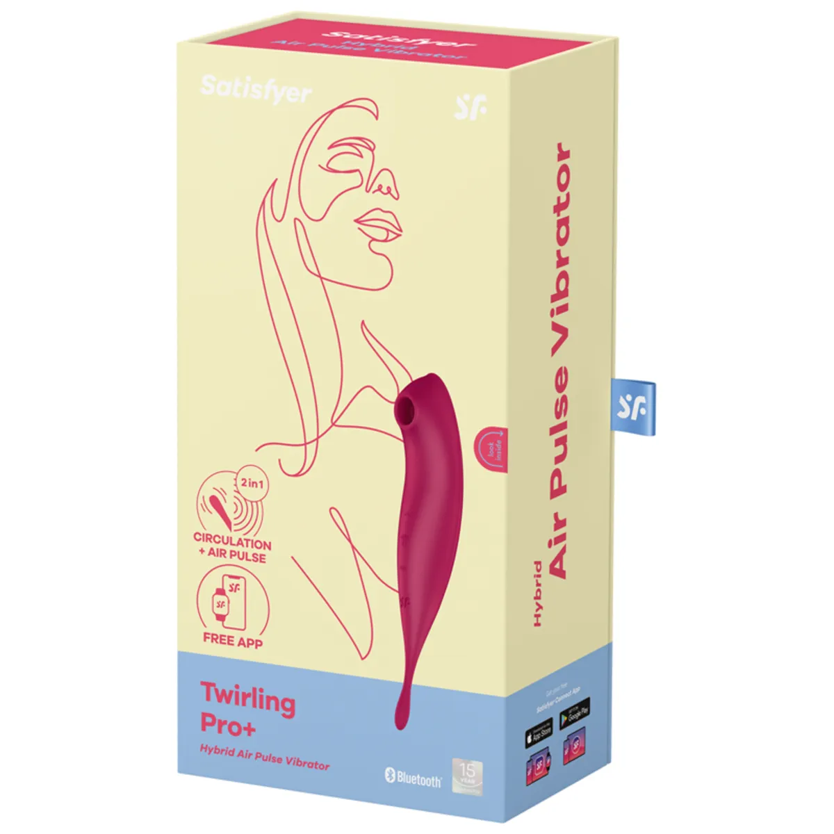 SATISFYER Twirling Pro  Hybrid Clitoral Air Pulse Stimulator & Tip Vibrator (App Controlled) - Dark Red