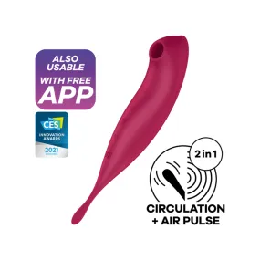 SATISFYER Twirling Pro  Hybrid Clitoral Air Pulse Stimulator & Tip Vibrator (App Controlled) - Dark Red