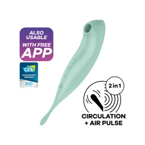 SATISFYER Twirling Pro  Hybrid Clitoral Air Pulse Stimulator & Tip Vibrator (App Controlled) - Mint