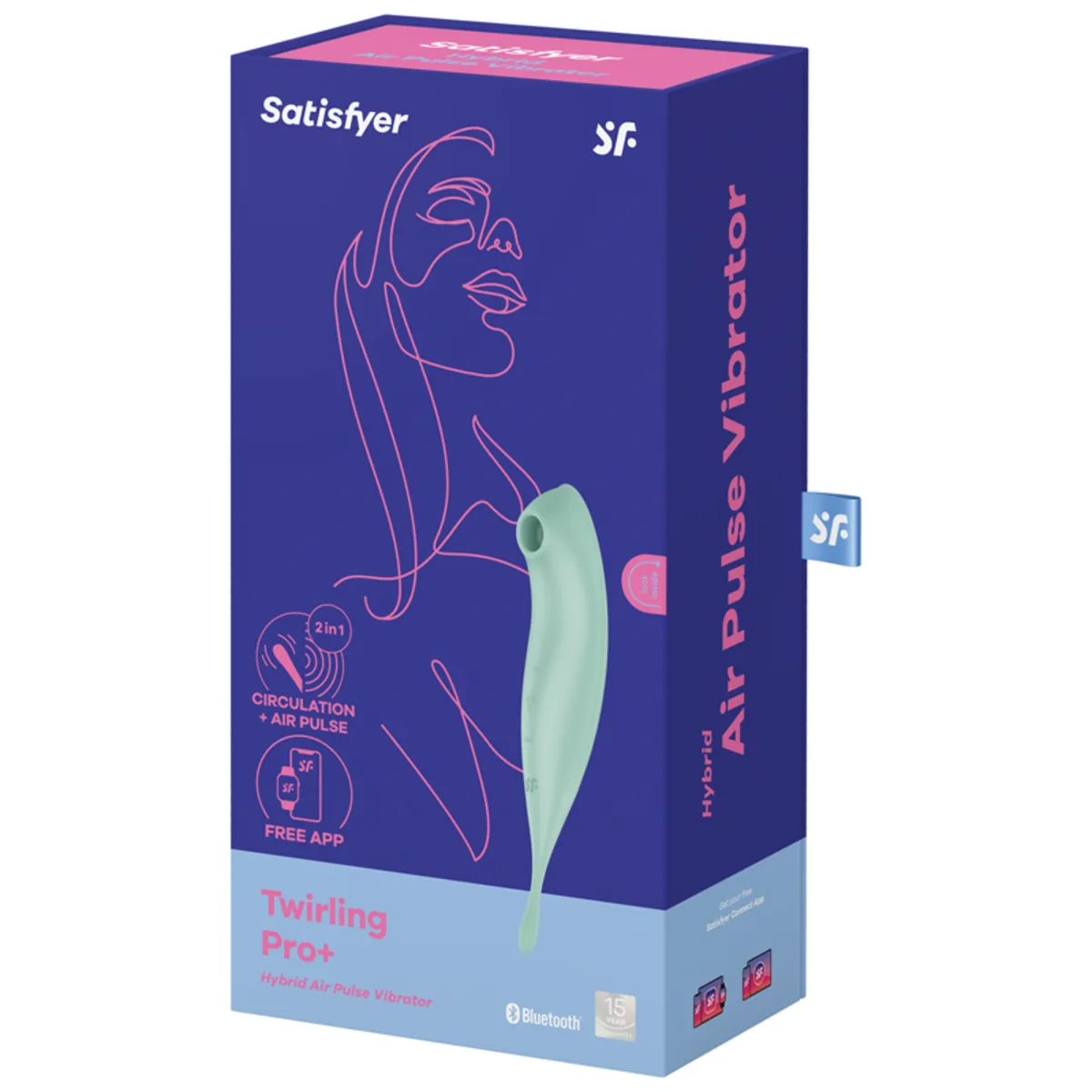 SATISFYER Twirling Pro  Hybrid Clitoral Air Pulse Stimulator & Tip Vibrator (App Controlled) - Mint