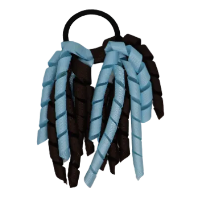 School Hair Accessories Short Curly Ponytail Streamer Hair Tie - Brown (28 colours options to pick from)