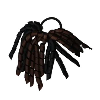 School Hair Accessories Short Curly Ponytail Streamer Hair Tie - Brown (28 colours options to pick from)