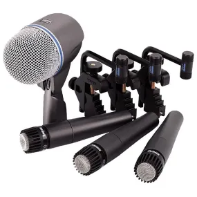 Shure BETA 52A Drum Microphone Kit, includes 3 SM57 Microphones, one BETA 52A Microphone, three A56D Drum-mounting Systems, and a Carrying Case