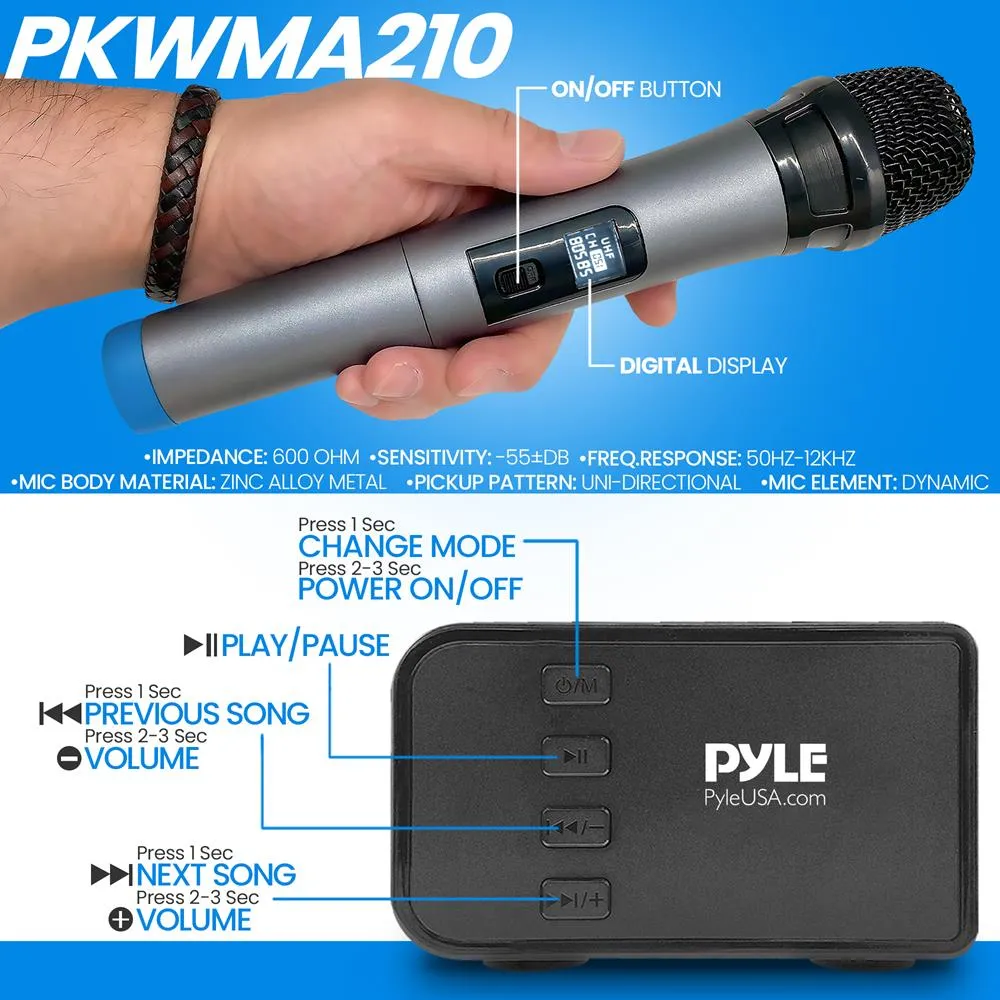 Soundbar With Wireless Microphone - Karaoke Microphone System, 10'' Bluetooth, Usb/Aux-In/Aux Out, Remote Control