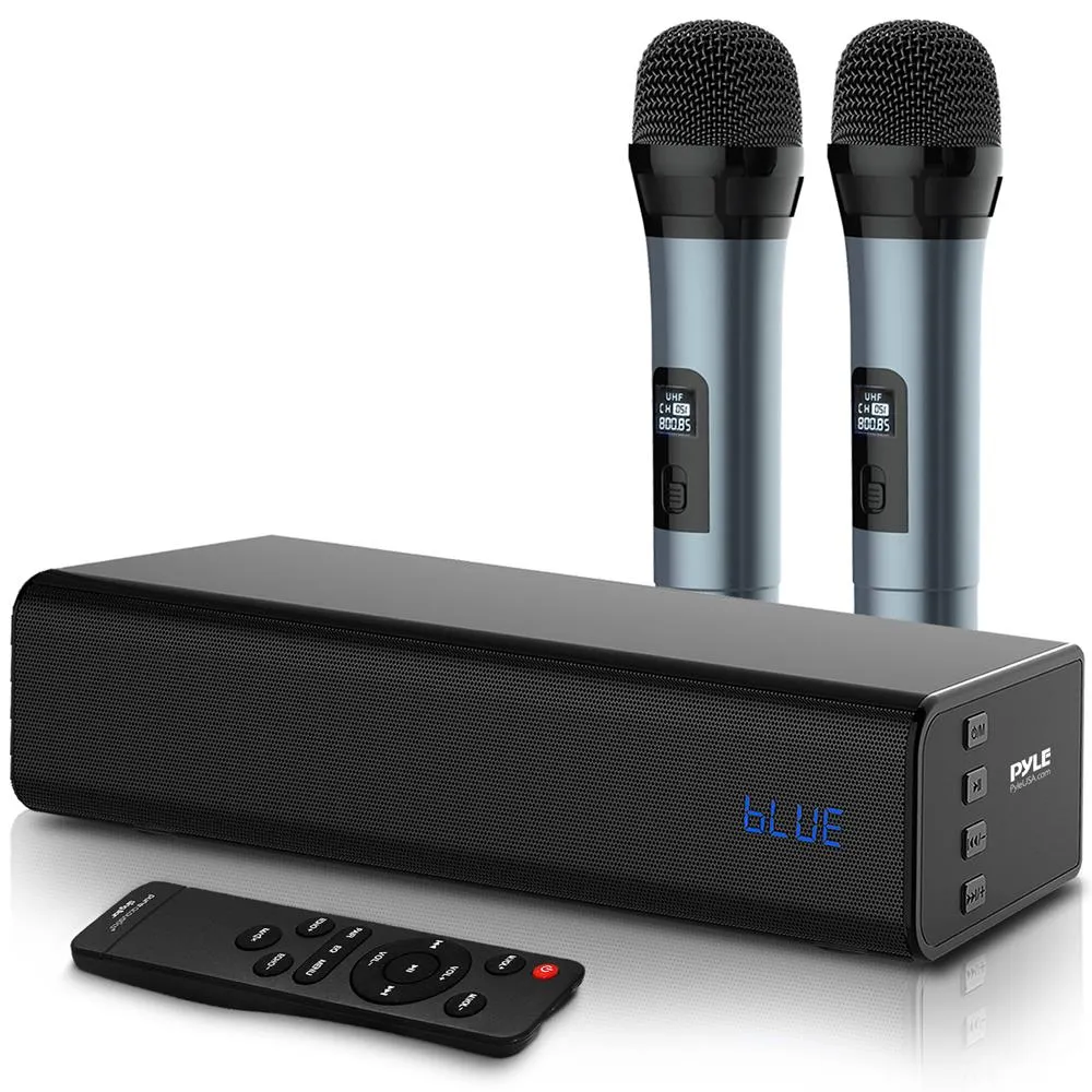 Soundbar With Wireless Microphone - Karaoke Microphone System, 10'' Bluetooth, Usb/Aux-In/Aux Out, Remote Control