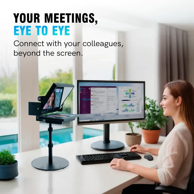 TELEPROMPTER PAD EyeMeeting Prompter for Twitch Streaming, Youtube, Zoom Eye Contact, for Mac/PC DSLR Webcam iPhone with Software, 10.1" Monitor & Remote, Compatible with Elgato Streamdeck, HDMI Input