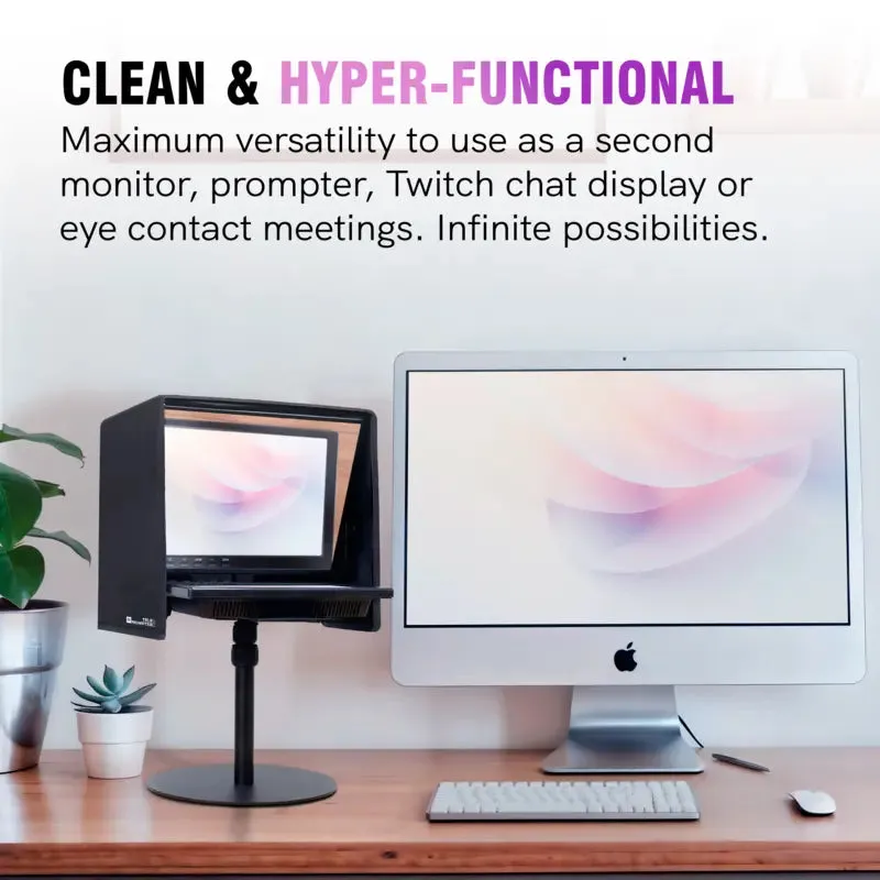 TELEPROMPTER PAD EyeMeeting Prompter for Twitch Streaming, Youtube, Zoom Eye Contact, for Mac/PC DSLR Webcam iPhone with Software, 10.1" Monitor & Remote, Compatible with Elgato Streamdeck, HDMI Input