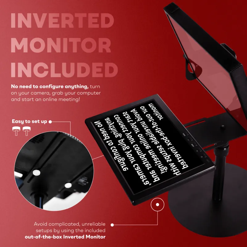 TELEPROMPTER PAD EyeMeeting Prompter for Twitch Streaming, Youtube, Zoom Eye Contact, for Mac/PC DSLR Webcam iPhone with Software, 10.1" Monitor & Remote, Compatible with Elgato Streamdeck, HDMI Input