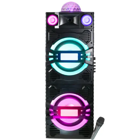 TOPTECH ACE-210: 2x10 Inch Rechargeable Bluetooth Speaker with Disco Lights