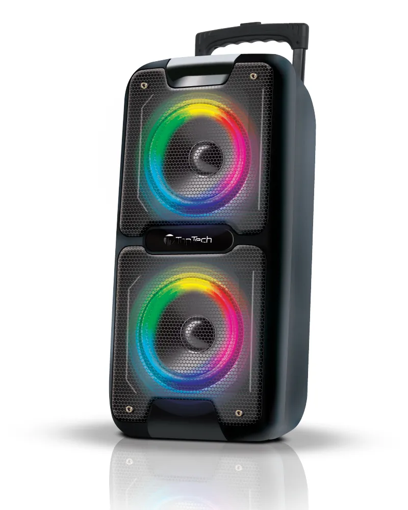 TOPTECH AL-101, 2x6.5" Bluetooth Speaker with Disco Lights, Karaoke, and 3000W Power