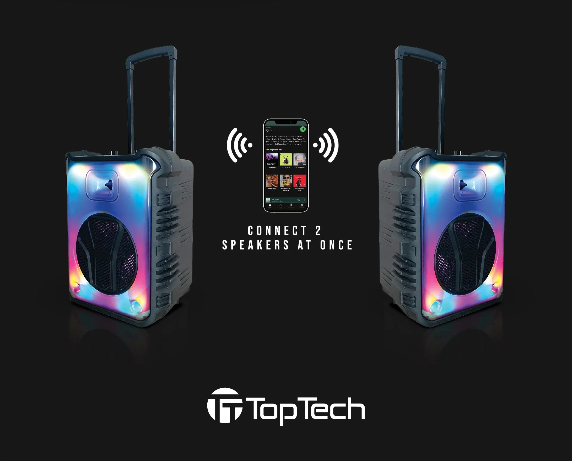 TOPTECH Angel-112 12" Bluetooth Speaker with Flame Effect Lights, 7000W Power, Microphone & FM Radio