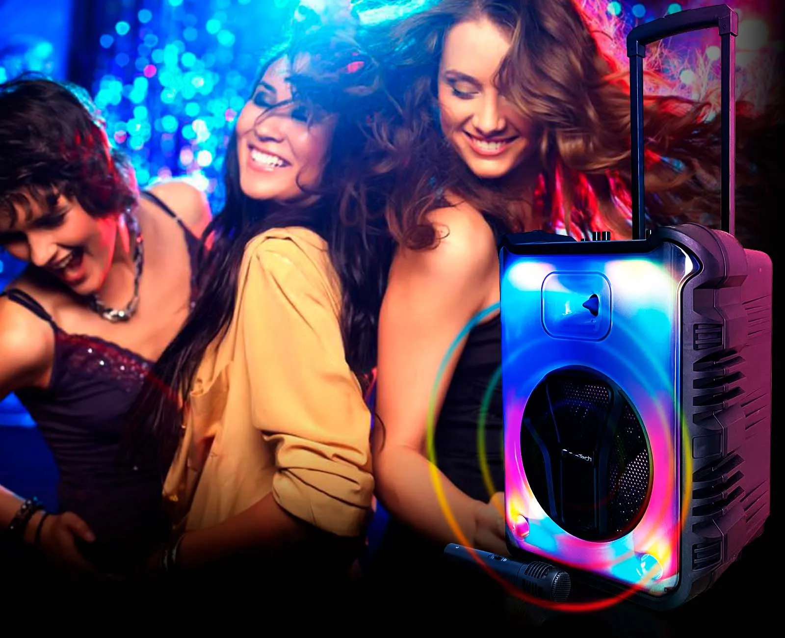 TOPTECH Angel-112 12" Bluetooth Speaker with Flame Effect Lights, 7000W Power, Microphone & FM Radio