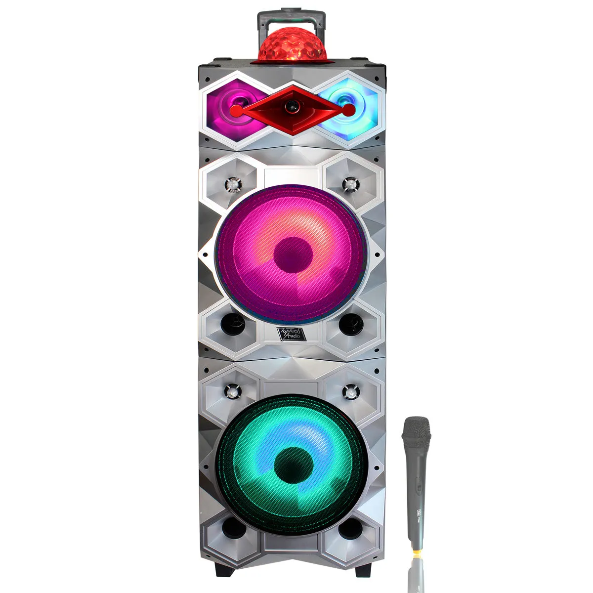 TOPTECH BALL-212: 2x12-Inch Portable Bluetooth Speakers with LED & MIC