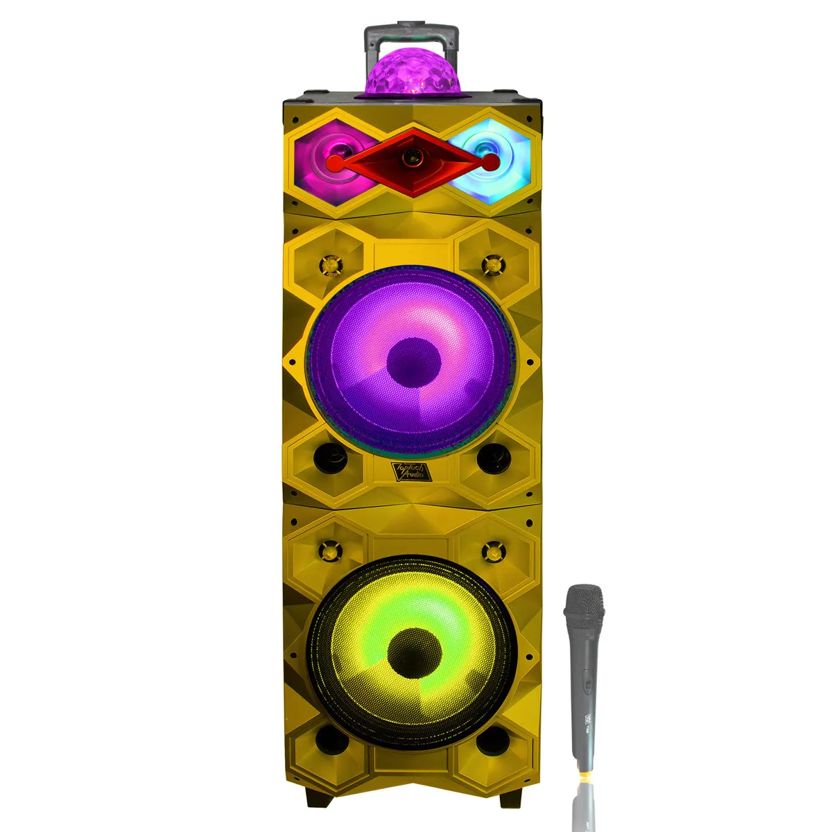 TOPTECH BALL-212: 2x12-Inch Portable Bluetooth Speakers with LED & MIC