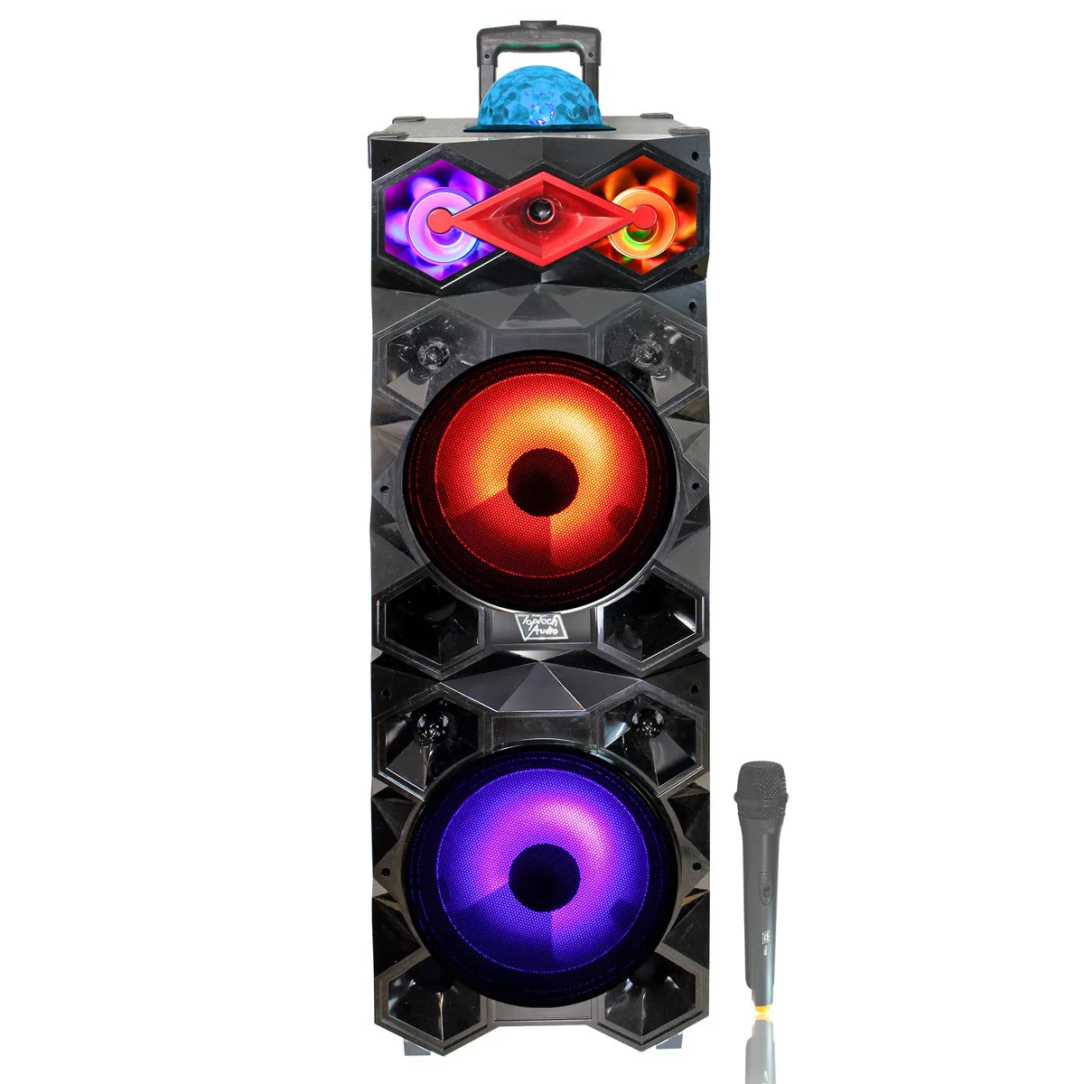 TOPTECH BALL-212: 2x12-Inch Portable Bluetooth Speakers with LED & MIC