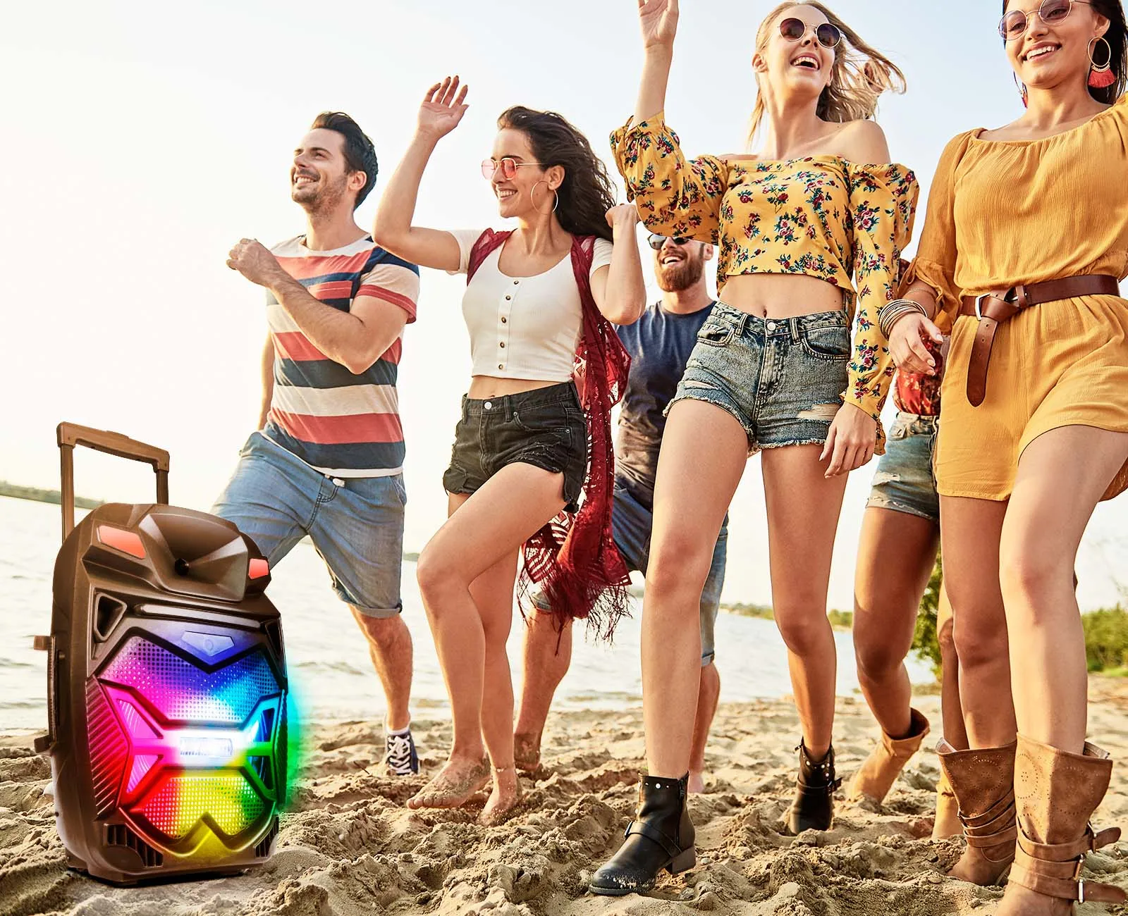 TOPTECH BLADE-15 15" Bluetooth Party Speaker with Disco Lights, Wireless Microphone, 6000W Power