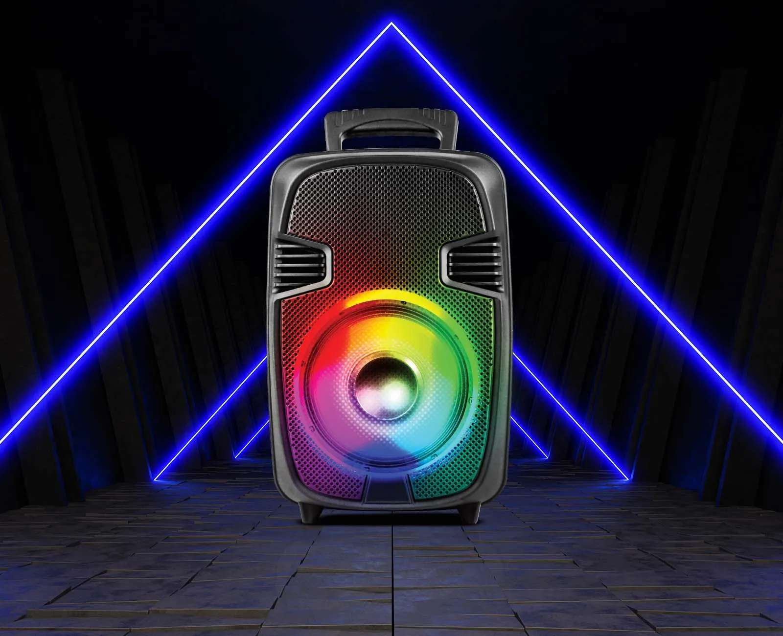 TOPTECH BULL-8, 8'' Bluetooth Speaker with Disco Lights, Wheels, Wireless Mic