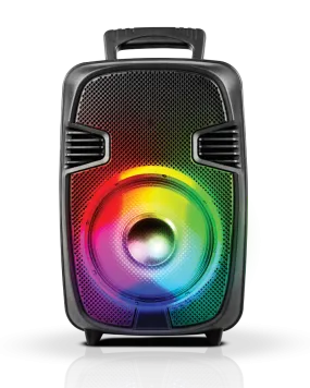 TOPTECH BULL-8, 8'' Bluetooth Speaker with Disco Lights, Wheels, Wireless Mic