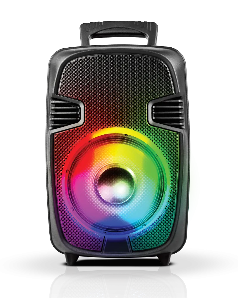 TOPTECH BULL-8, 8'' Bluetooth Speaker with Disco Lights, Wheels, Wireless Mic